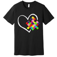 Autism Awareness Day Puzzle Love Autistic Mom And Dad Premium T-Shirt