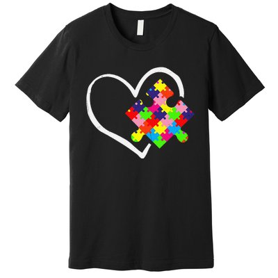 Autism Awareness Day Puzzle Love Autistic Mom And Dad Premium T-Shirt