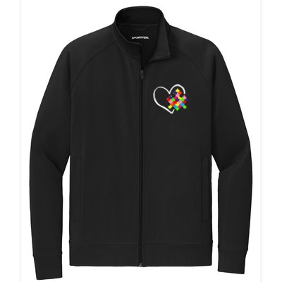 Autism Awareness Day Puzzle Love Autistic Mom And Dad Stretch Full-Zip Cadet Jacket