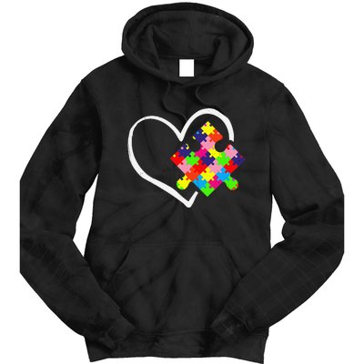 Autism Awareness Day Puzzle Love Autistic Mom And Dad Tie Dye Hoodie