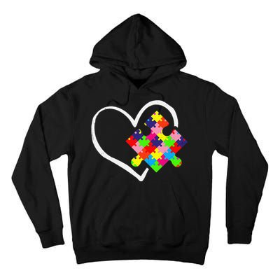 Autism Awareness Day Puzzle Love Autistic Mom And Dad Tall Hoodie