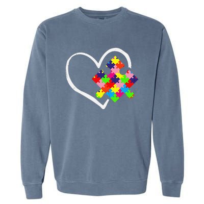 Autism Awareness Day Puzzle Love Autistic Mom And Dad Garment-Dyed Sweatshirt