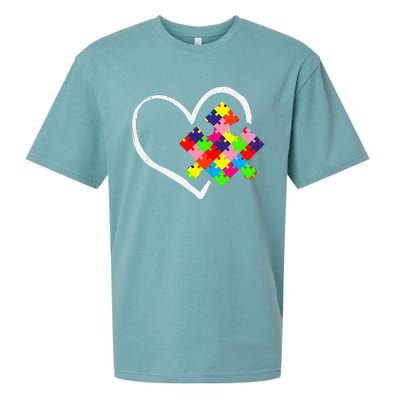 Autism Awareness Day Puzzle Love Autistic Mom And Dad Sueded Cloud Jersey T-Shirt