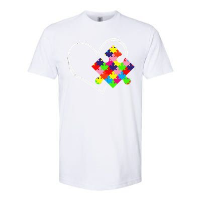 Autism Awareness Day Puzzle Love Autistic Mom And Dad Softstyle CVC T-Shirt