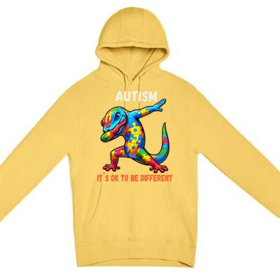 Autism Awareness Dabbing Gecko Funny Gift Premium Pullover Hoodie