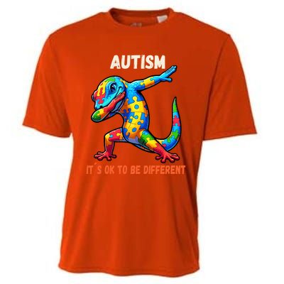 Autism Awareness Dabbing Gecko Funny Gift Cooling Performance Crew T-Shirt