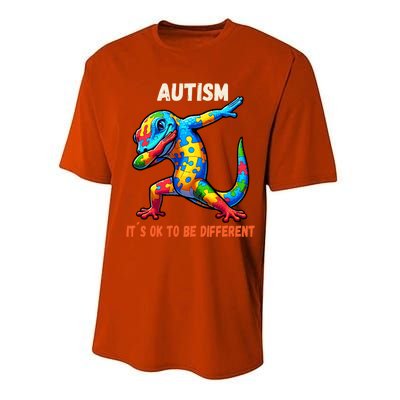 Autism Awareness Dabbing Gecko Funny Gift Performance Sprint T-Shirt