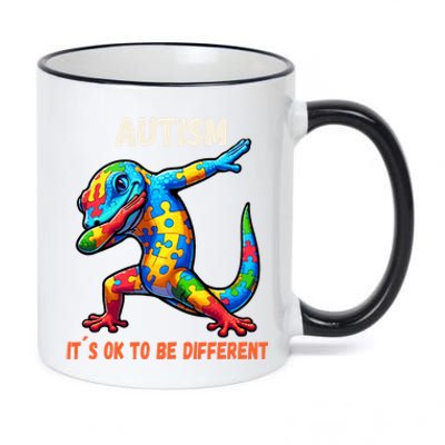 Autism Awareness Dabbing Gecko Funny Gift 11oz Black Color Changing Mug