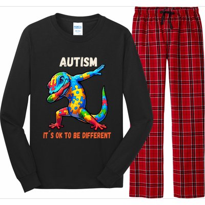 Autism Awareness Dabbing Gecko Funny Gift Long Sleeve Pajama Set