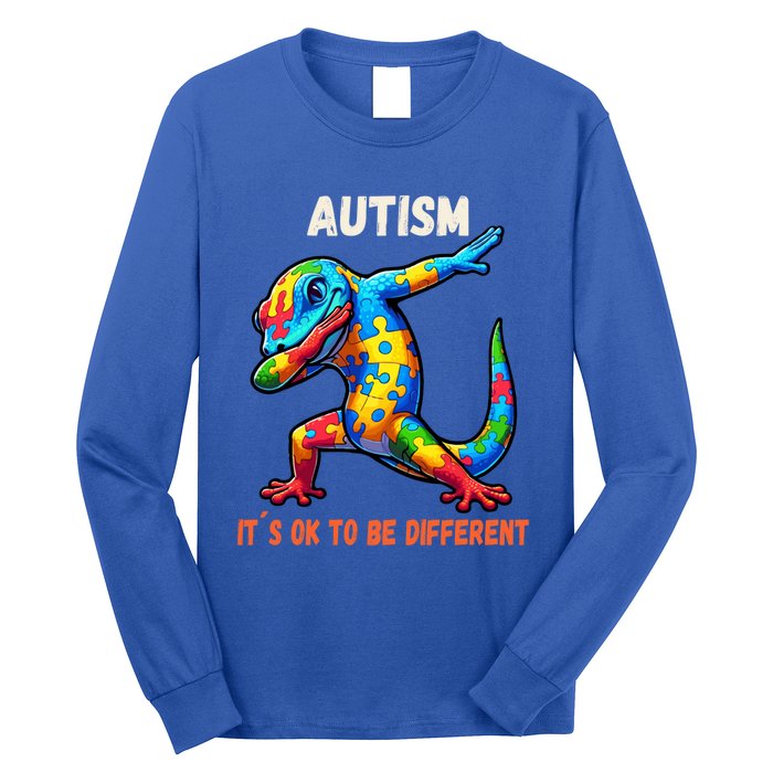 Autism Awareness Dabbing Gecko Funny Gift Long Sleeve Shirt