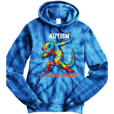 Autism Awareness Dabbing Gecko Funny Gift Tie Dye Hoodie