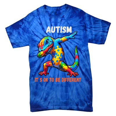 Autism Awareness Dabbing Gecko Funny Gift Tie-Dye T-Shirt