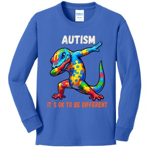 Autism Awareness Dabbing Gecko Funny Gift Kids Long Sleeve Shirt