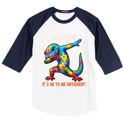 Autism Awareness Dabbing Gecko Funny Gift Baseball Sleeve Shirt