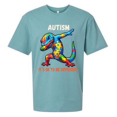 Autism Awareness Dabbing Gecko Funny Gift Sueded Cloud Jersey T-Shirt