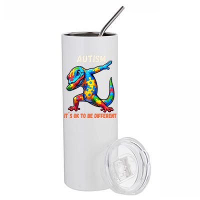 Autism Awareness Dabbing Gecko Funny Gift Stainless Steel Tumbler