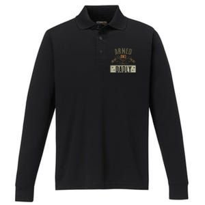 Armed And Dadly Funny Deadly Father For Father's Day Performance Long Sleeve Polo