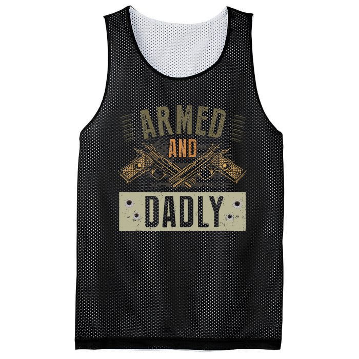 Armed And Dadly Funny Deadly Father For Father's Day Mesh Reversible Basketball Jersey Tank