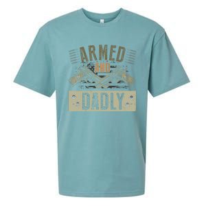 Armed And Dadly Funny Deadly Father For Father's Day Sueded Cloud Jersey T-Shirt