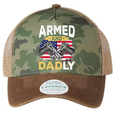 Armed And Dadly Funny Deadly Father USA flag Fathers Day Legacy Tie Dye Trucker Hat