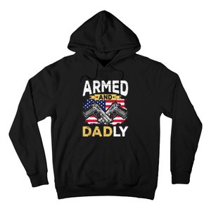 Armed And Dadly Funny Deadly Father USA flag Fathers Day Hoodie