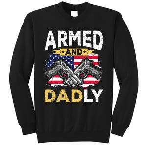 Armed And Dadly Funny Deadly Father USA flag Fathers Day Sweatshirt