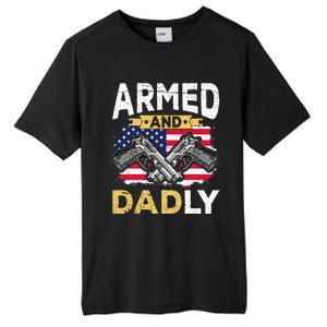 Armed And Dadly Funny Deadly Father USA flag Fathers Day Tall Fusion ChromaSoft Performance T-Shirt