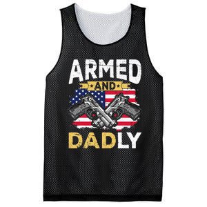 Armed And Dadly Funny Deadly Father USA flag Fathers Day Mesh Reversible Basketball Jersey Tank