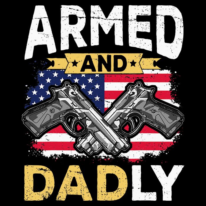 Armed And Dadly Funny Deadly Father USA flag Fathers Day Wool Snapback Cap
