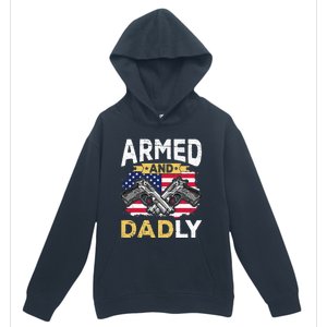 Armed And Dadly Funny Deadly Father USA flag Fathers Day Urban Pullover Hoodie