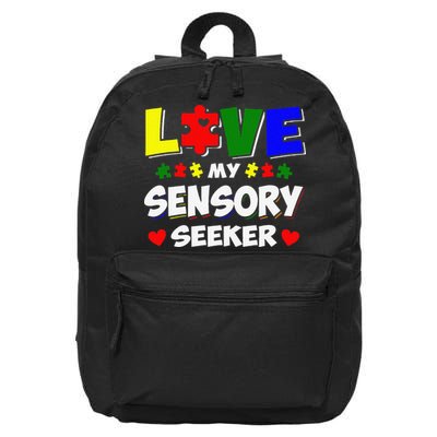 Autism Awareness Day Puzzle Sensory Seeker Gift 16 in Basic Backpack