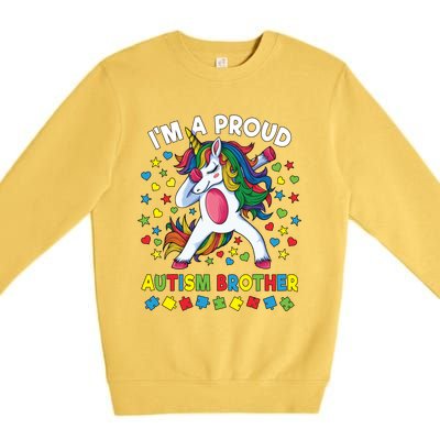 Autism Awareness Dabbing Unicorn Proud Autism Brother Funny Gift Premium Crewneck Sweatshirt