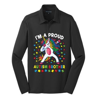 Autism Awareness Dabbing Unicorn Proud Autism Brother Funny Gift Silk Touch Performance Long Sleeve Polo