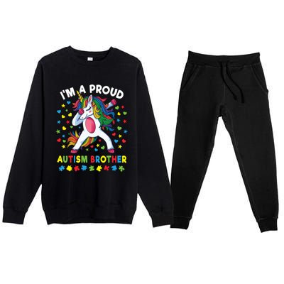 Autism Awareness Dabbing Unicorn Proud Autism Brother Funny Gift Premium Crewneck Sweatsuit Set