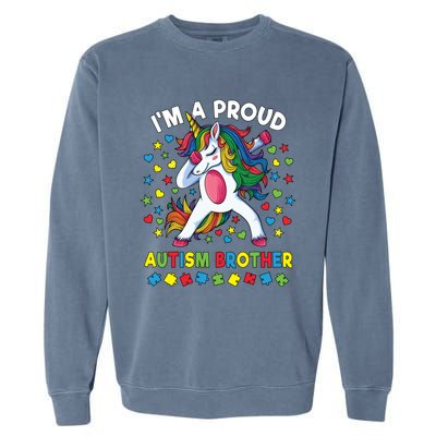 Autism Awareness Dabbing Unicorn Proud Autism Brother Funny Gift Garment-Dyed Sweatshirt