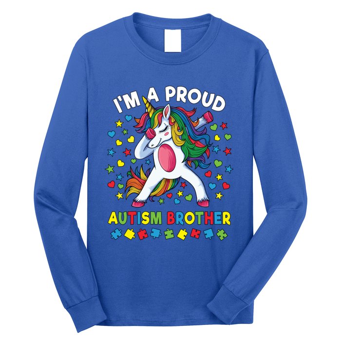 Autism Awareness Dabbing Unicorn Proud Autism Brother Funny Gift Long Sleeve Shirt