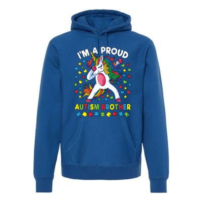 Autism Awareness Dabbing Unicorn Proud Autism Brother Funny Gift Premium Hoodie