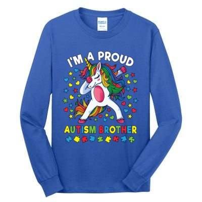 Autism Awareness Dabbing Unicorn Proud Autism Brother Funny Gift Tall Long Sleeve T-Shirt