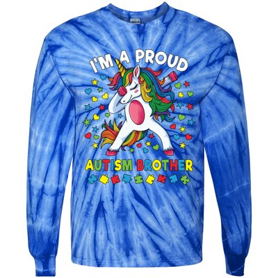 Autism Awareness Dabbing Unicorn Proud Autism Brother Funny Gift Tie-Dye Long Sleeve Shirt