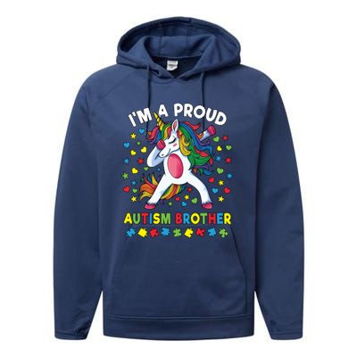 Autism Awareness Dabbing Unicorn Proud Autism Brother Funny Gift Performance Fleece Hoodie