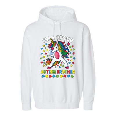 Autism Awareness Dabbing Unicorn Proud Autism Brother Funny Gift Garment-Dyed Fleece Hoodie