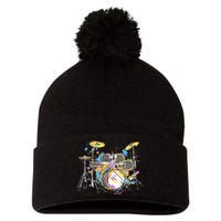 Abstract Art Drums Musician Music Band Throne Noose Pom Pom 12in Knit Beanie