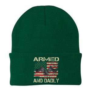 Armed And Dadly Funny Deadly Father For Father's Day Knit Cap Winter Beanie