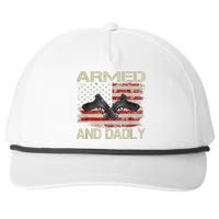 Armed And Dadly Funny Deadly Father For Father's Day Snapback Five-Panel Rope Hat