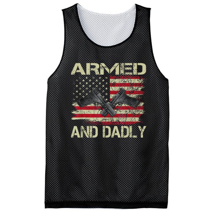 Armed And Dadly Funny Deadly Father For Father's Day Mesh Reversible Basketball Jersey Tank