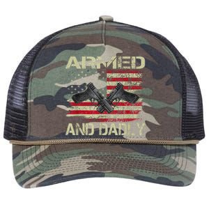 Armed And Dadly Funny Deadly Father For Father's Day Retro Rope Trucker Hat Cap