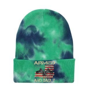 Armed And Dadly Funny Deadly Father For Father's Day Tie Dye 12in Knit Beanie