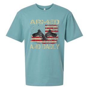 Armed And Dadly Funny Deadly Father For Father's Day Sueded Cloud Jersey T-Shirt