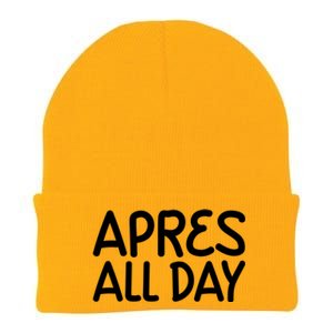 Apres All Day Skiing Ski Snowboarding Snow Sports Cool Gift Knit Cap Winter Beanie