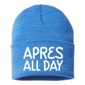 Apres All Day Skiing Ski Snowboarding Snow Sports Cool Gift Sustainable Knit Beanie